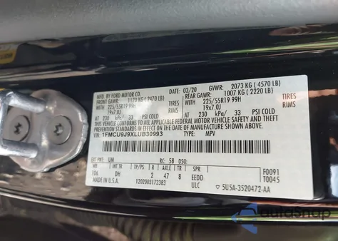 2020 Ford Escape Titanium из США, поврежденный, VIN 1FMCU9J9XLUB30993